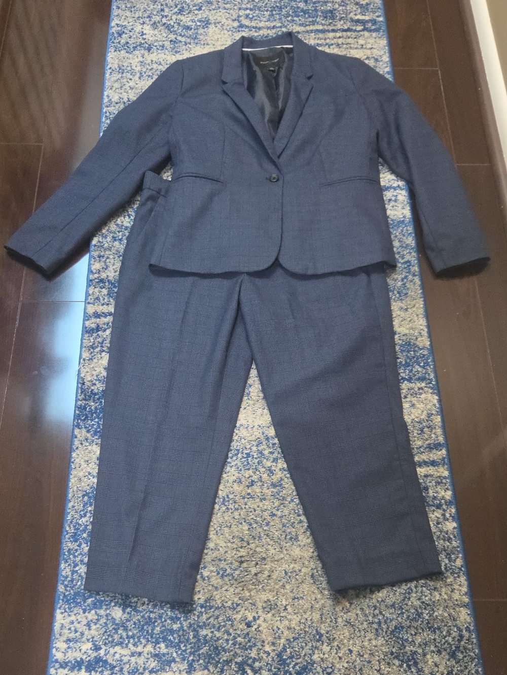 Banana Republic Blue Plaid Women's Suit Jacket & Pants 12 Petite